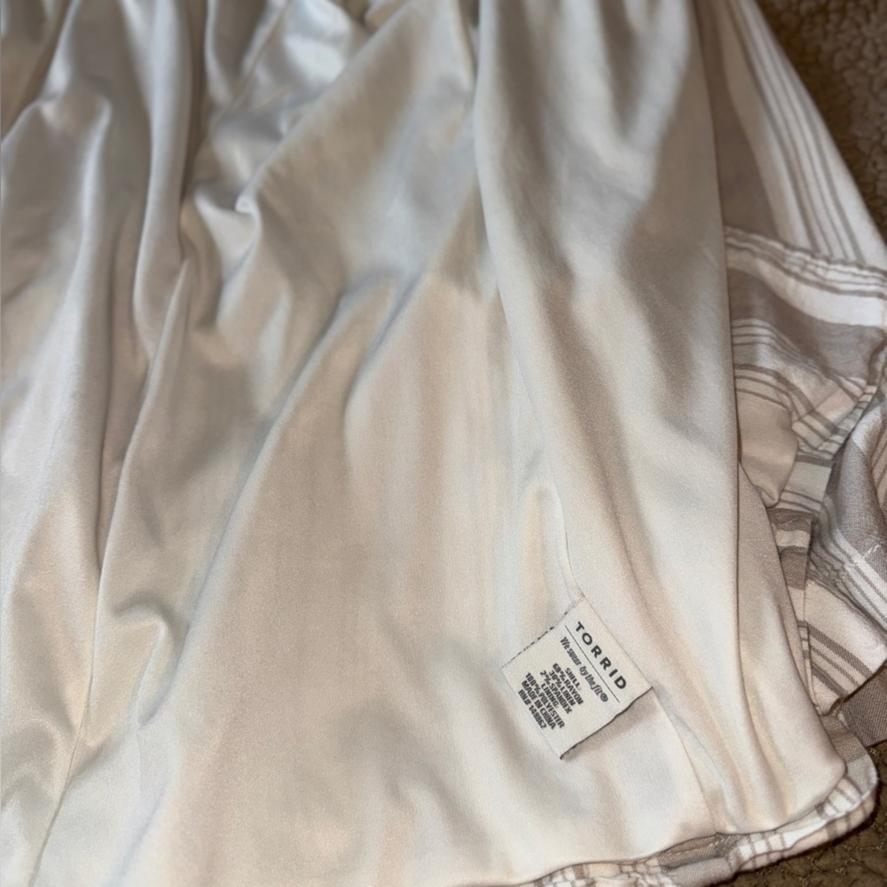 Torrid Size 3 3X Blazer, Beige White Striped, Soft Linen Blend Long Sleeve Lined - Picture 9 of 10